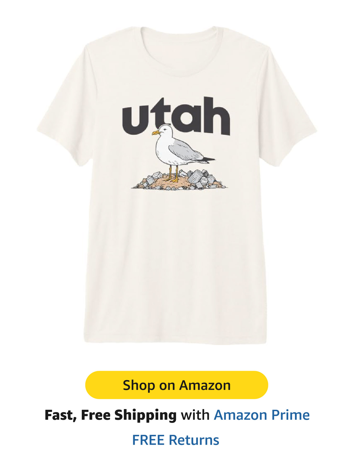 Funny Utah Tee - Seagull on Garbage